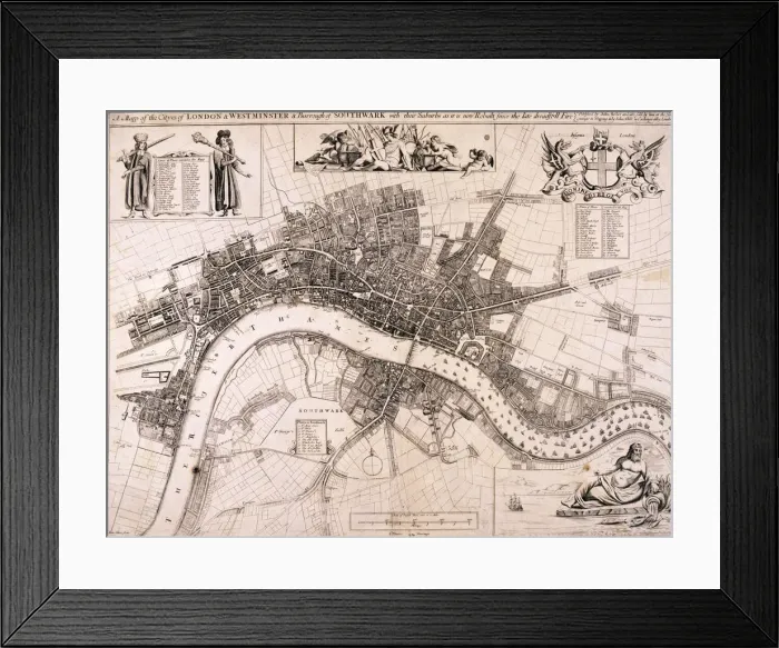 Framed Print : Map of London, c1680. Artist: John Oliver Framed Print : Map of London, c1680. Artist: John Oliver