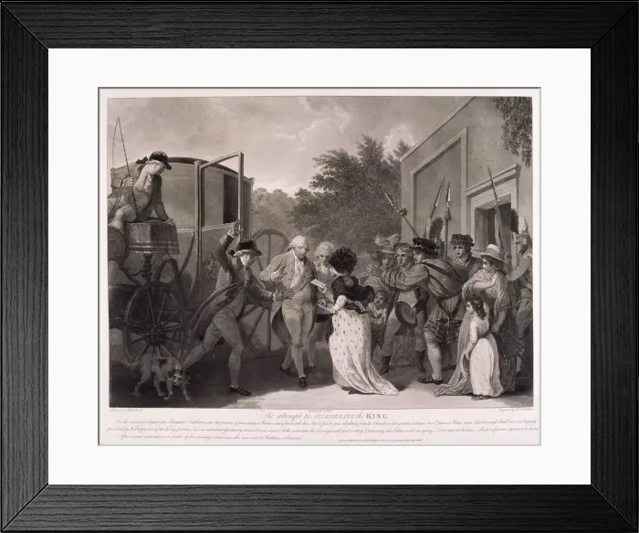 Framed Print : Assassination attempt on King George III, 1786. Artist: Francis Jukes Framed Print : Assassination attempt on King George III, 1786. Artist: Francis Jukes