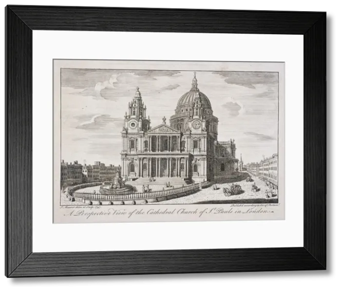 Framed Print : St Pauls Cathedral (new) exterior, London, 1747. Artist: John Maurer Framed Print : St Pauls Cathedral (new) exterior, London, 1747. Artist: John Maurer