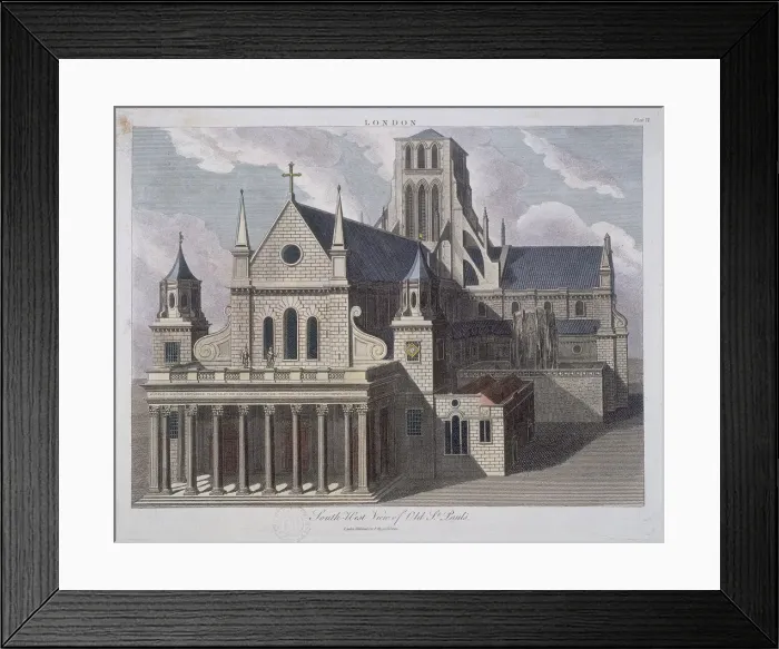 Framed Print : St Pauls Cathedral (old), London, c17th century, (1814). Artist: John Chapman Framed Print : St Pauls Cathedral (old), London, c17th century, (1814). Artist: John Chapman