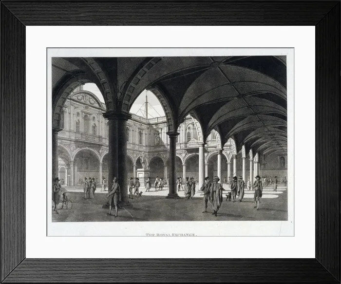 Framed Print : Royal Exchange (2nd) interior, London, 1798 Framed Print : Royal Exchange (2nd) interior, London, 1798