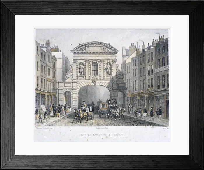 Framed Print : Temple Bar, London, 1854. Artist: Deroy Framed Print : Temple Bar, London, 1854. Artist: Deroy