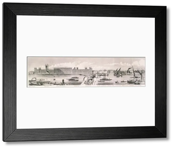 Framed Print : London from the River Thames, 1844. Artist: Frank Vizetelly Framed Print : London from the River Thames, 1844. Artist: Frank Vizetelly