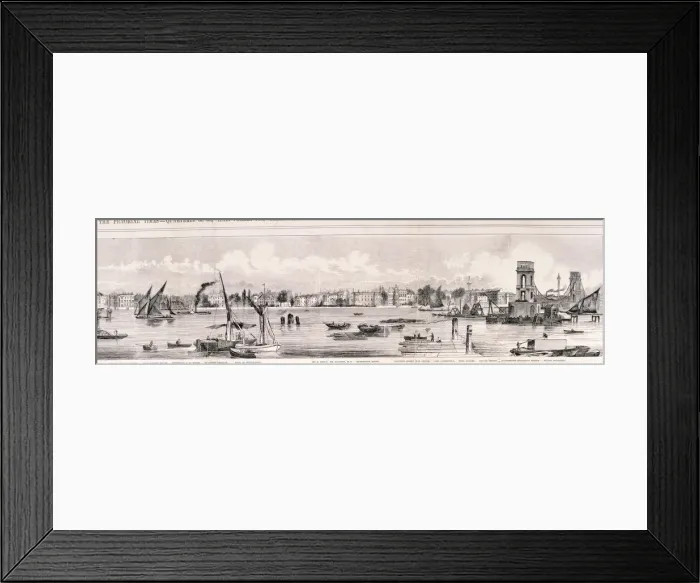 Framed Print : London from the River Thames, 1844 Artist: Frank Vizetelly Framed Print : London from the River Thames, 1844 Artist: Frank Vizetelly