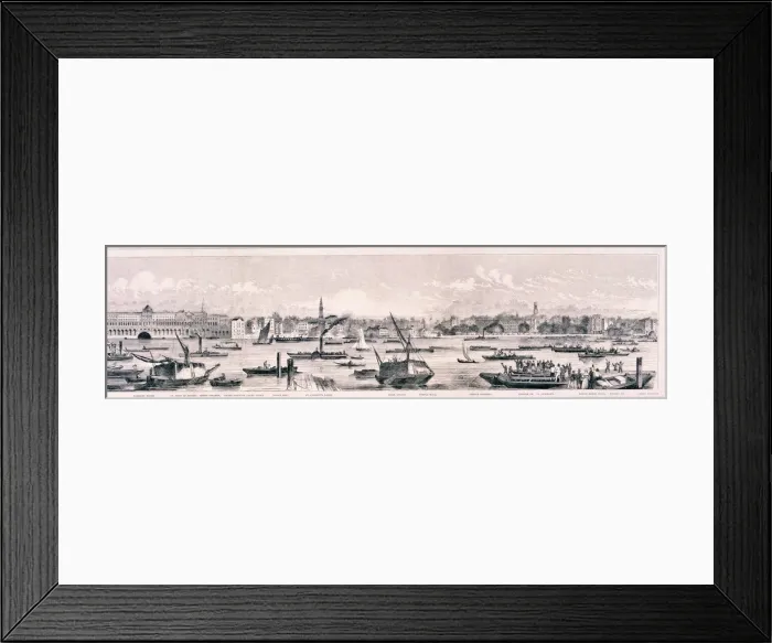 Framed Print : London from the River Thames, 1844 Artist: Frank Vizetelly Framed Print : London from the River Thames, 1844 Artist: Frank Vizetelly