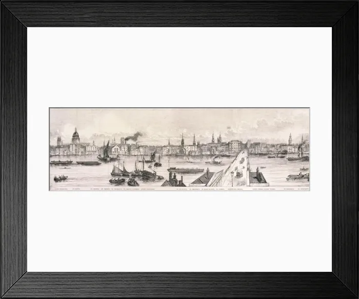 Framed Print : London from the River Thames, 1844 Artist: Frank Vizetelly Framed Print : London from the River Thames, 1844 Artist: Frank Vizetelly
