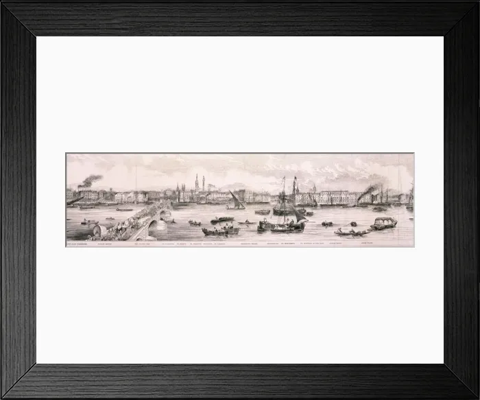 Framed Print : London from the River Thames, 1844 Artist: Frank Vizetelly Framed Print : London from the River Thames, 1844 Artist: Frank Vizetelly