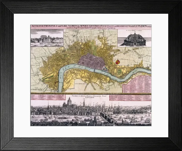 Framed Print : Map of the City of London, c1710 Framed Print : Map of the City of London, c1710
