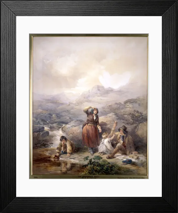 Framed Print : The Shepherds Meal, 1844. Artist: Francis William Topham Framed Print : The Shepherds Meal, 1844. Artist: Francis William Topham