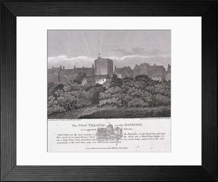 Framed Print : The Swan Theatre, Bankside, Southwark, London, c1614 Framed Print : The Swan Theatre, Bankside, Southwark, London, c1614