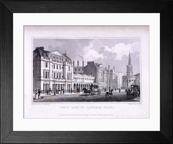Framed Print : Langham Place, Marylebone, London, 1828. Artist: Samuel Owen Framed Print : Langham Place, Marylebone, London, 1828. Artist: Samuel Owen