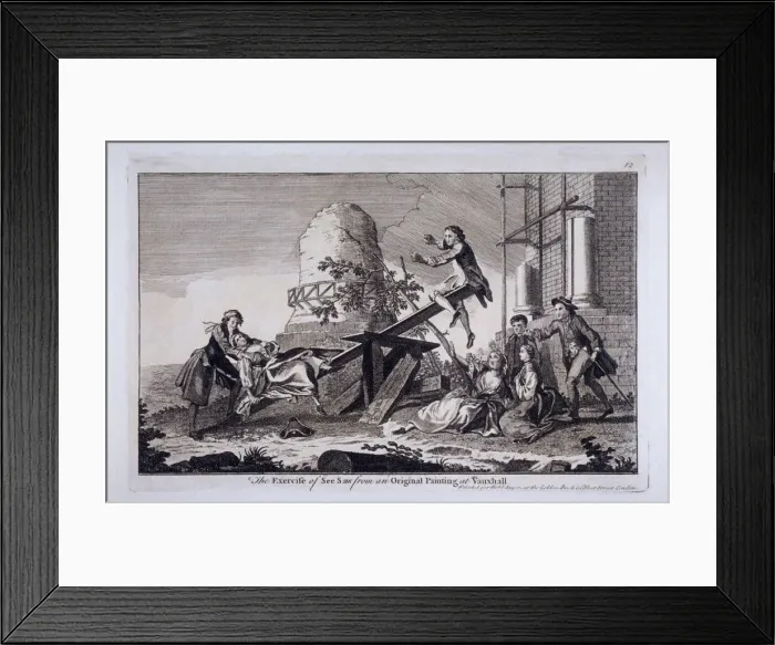 Framed Print : The Exercise of See Saw, Vauxhall Gardens, Lambeth, London, c1745 Framed Print : The Exercise of See Saw, Vauxhall Gardens, Lambeth, London, c1745
