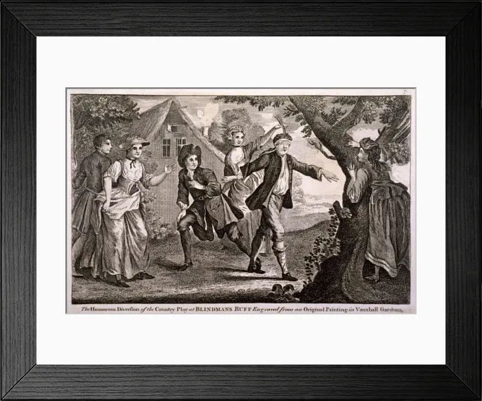 Framed Print : The Humorous Diversion of the Country Play at Blindmans Buff, Vauxhall Gardens, London, c1745 Framed Print : The Humorous Diversion of the Country Play at Blindmans Buff, Vauxhall Gardens, London, c1745