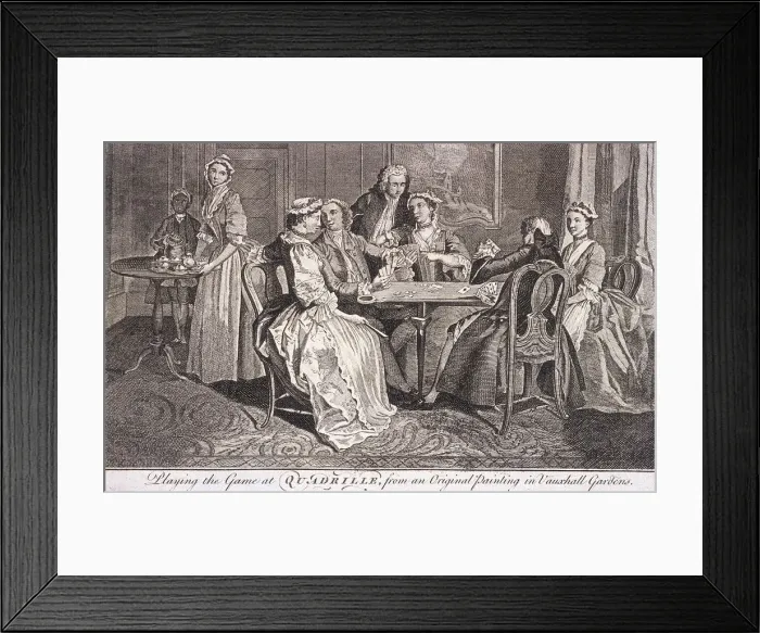 Framed Print : Playing the game at quadrille, c1745 Framed Print : Playing the game at quadrille, c1745