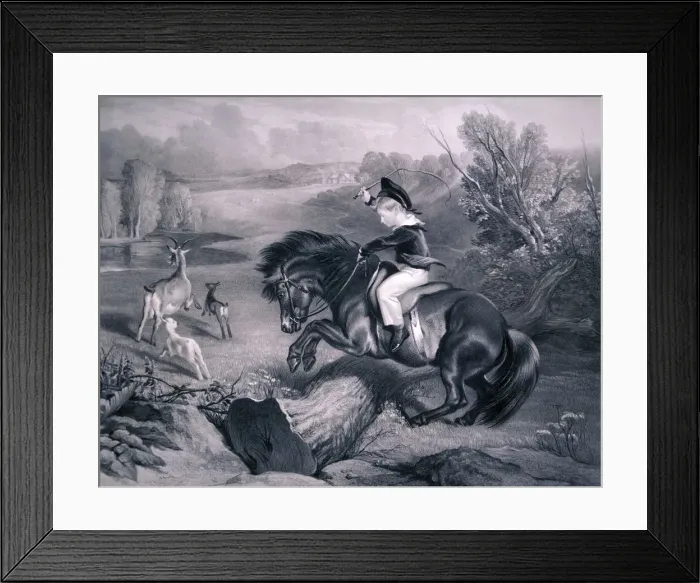 Framed Print : The First Leap, 1857. Artist: Charles George Lewis Framed Print : The First Leap, 1857. Artist: Charles George Lewis