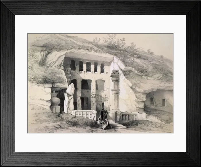 Framed Print : Kannari, Exterior of Great Chaitya Cave, 1845. Artist: Thomas Colman Dibdin Framed Print : Kannari, Exterior of Great Chaitya Cave, 1845. Artist: Thomas Colman Dibdin