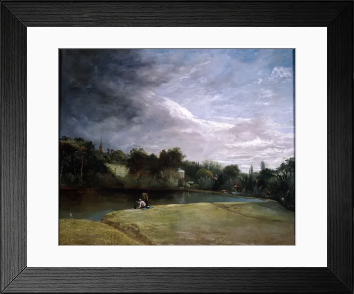 Framed Print : Boys Fishing in a Reservoir near Hampstead. Artist: Thomas Christopher Hofland Framed Print : Boys Fishing in a Reservoir near Hampstead. Artist: Thomas Christopher Hofland