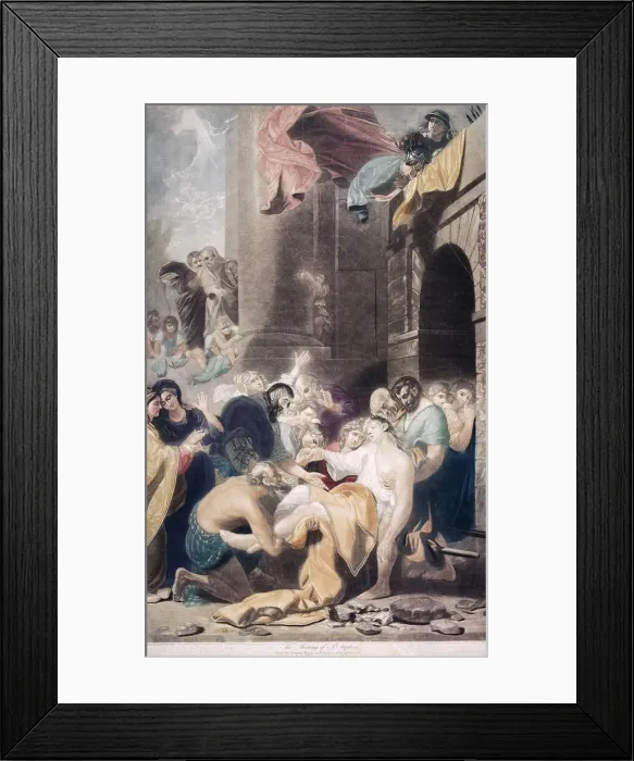 Framed Print : The stoning of St Stephen, 1801. Artist: Valentine Green Framed Print : The stoning of St Stephen, 1801. Artist: Valentine Green