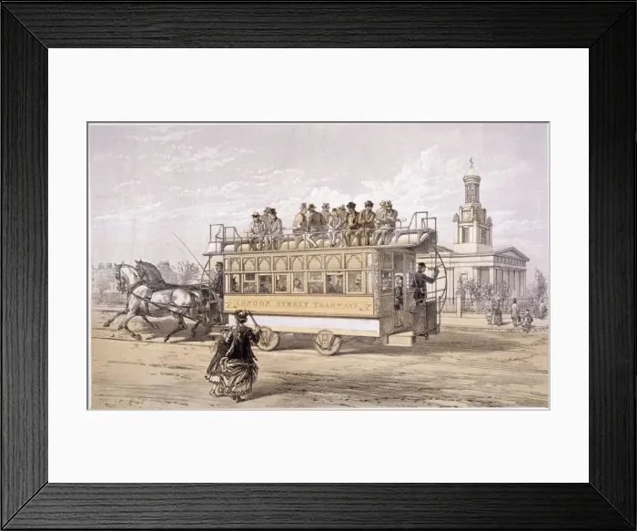 Framed Print : Tram in Kennington, London, c1870 Framed Print : Tram in Kennington, London, c1870