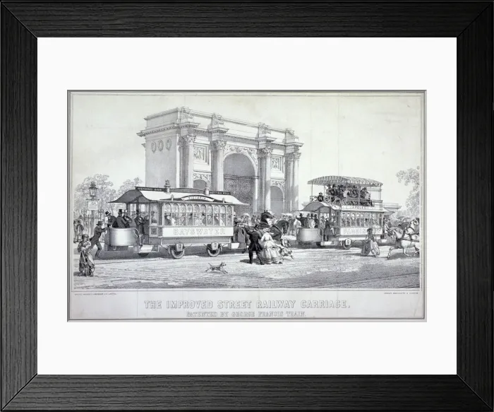 Framed Print : Marble Arch and street trams, London, 1860. Artist: Macdonald Framed Print : Marble Arch and street trams, London, 1860. Artist: Macdonald