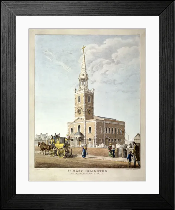 Framed Print : St Mary, Islington, London, 1821. Artist: BR Baker Framed Print : St Mary, Islington, London, 1821. Artist: BR Baker