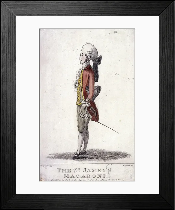 Framed Print : The St Jamess Macaroni, 1772. Artist: James Bretherton Framed Print : The St Jamess Macaroni, 1772. Artist: James Bretherton