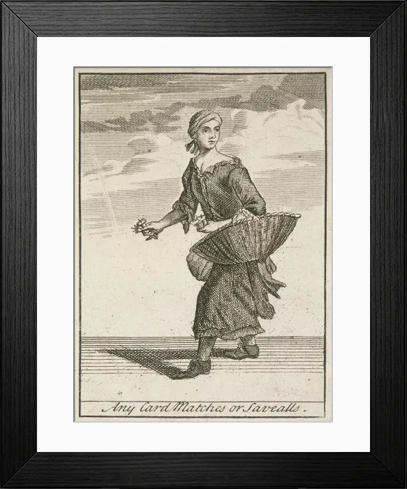 Framed Print : Any Card Matches or Savealls, Cries of London, (c1688?) Framed Print : Any Card Matches or Savealls, Cries of London, (c1688?)