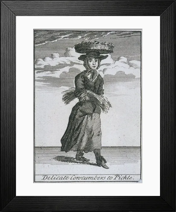 Framed Print : Delicate Concumbers to Pickle, Cries of London, (c1688?) Framed Print : Delicate Concumbers to Pickle, Cries of London, (c1688?)