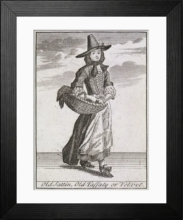 Framed Print : Old Sattin, Old Taffaty or Velvet, Cries of London, (c1688?) Framed Print : Old Sattin, Old Taffaty or Velvet, Cries of London, (c1688?)