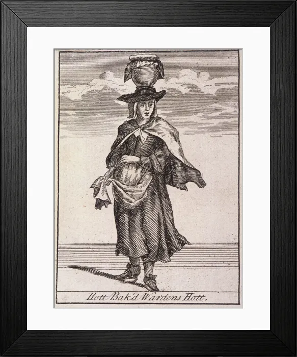 Framed Print : Hott Bak d Wardens Hott, Cries of London, (c1688?) Framed Print : Hott Bak d Wardens Hott, Cries of London, (c1688?)
