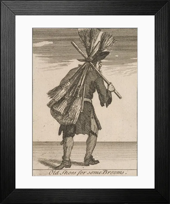 Framed Print : Old Shoes for some Brooms, Cries of London, (c1688?) Framed Print : Old Shoes for some Brooms, Cries of London, (c1688?)