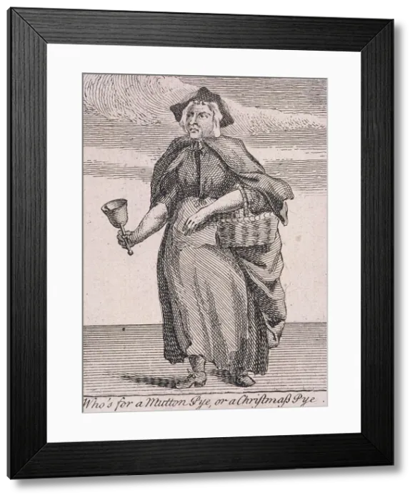 Framed Print : Whos for a Mutton Pye, or a Christmas Pye, Cries of London, (c1688?) Framed Print : Whos for a Mutton Pye, or a Christmas Pye, Cries of London, (c1688?)