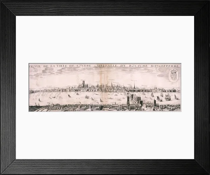Framed Print : View of London from the south, 1643. Artist: Hugue Picart Framed Print : View of London from the south, 1643. Artist: Hugue Picart