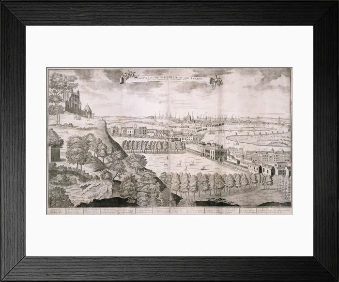 Framed Print : View from Greenwich Park, London, 1723. Artist: Sutton Nicholls Framed Print : View from Greenwich Park, London, 1723. Artist: Sutton Nicholls