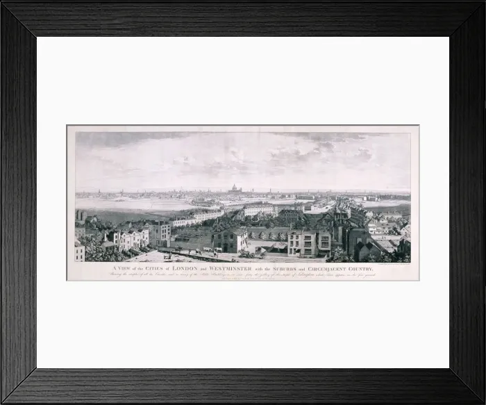 Framed Print : View of London from Islington, 1789. Artist: Johannes Swertner Framed Print : View of London from Islington, 1789. Artist: Johannes Swertner