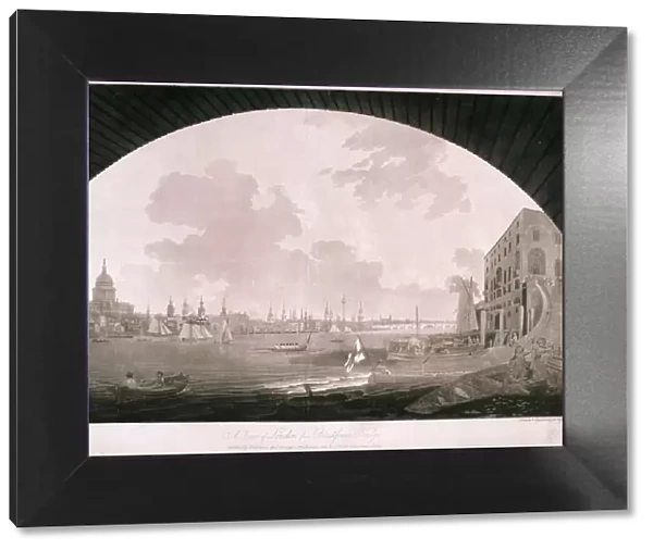 City of London from Blackfriars Bridge, 1795. Artist: John William Edy