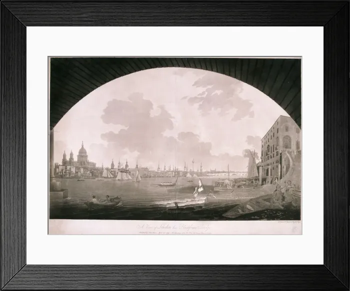 Framed Print : City of London from Blackfriars Bridge, 1795. Artist: John William Edy Framed Print : City of London from Blackfriars Bridge, 1795. Artist: John William Edy
