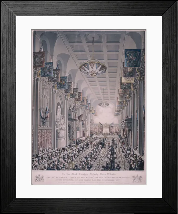 Framed Print : Banquet for Queen Victoria at the Guildhall, London, 1837. Artist: RG Reeve Framed Print : Banquet for Queen Victoria at the Guildhall, London, 1837. Artist: RG Reeve