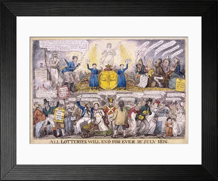 Framed Print : Lotteries, 1826. Artist: Isaac Robert Cruikshank Framed Print : Lotteries, 1826. Artist: Isaac Robert Cruikshank