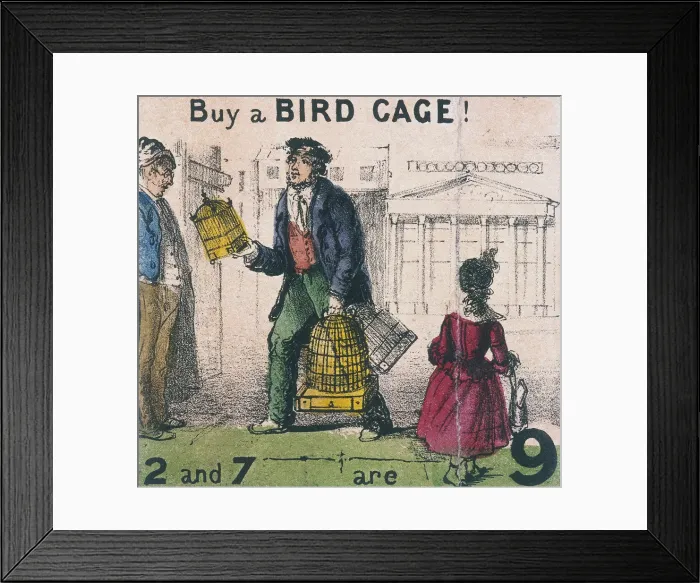 Framed Print : Buy a Bird Cage!, Cries of London, c1840. Artist: TH Jones Framed Print : Buy a Bird Cage!, Cries of London, c1840. Artist: TH Jones