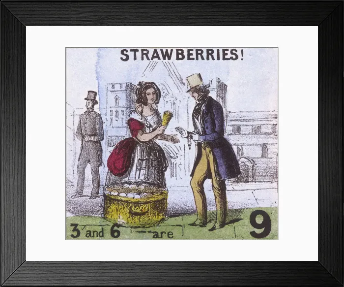 Framed Print : Strawberries!, Cries of London, c1840. Artist: TH Jones Framed Print : Strawberries!, Cries of London, c1840. Artist: TH Jones