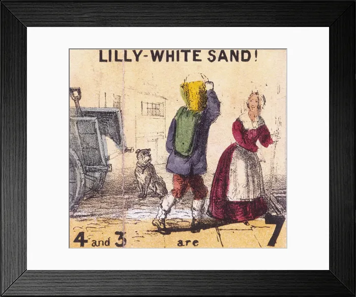 Framed Print : Lilly-white Sand!, Cries of London, c1840. Artist: TH Jones Framed Print : Lilly-white Sand!, Cries of London, c1840. Artist: TH Jones