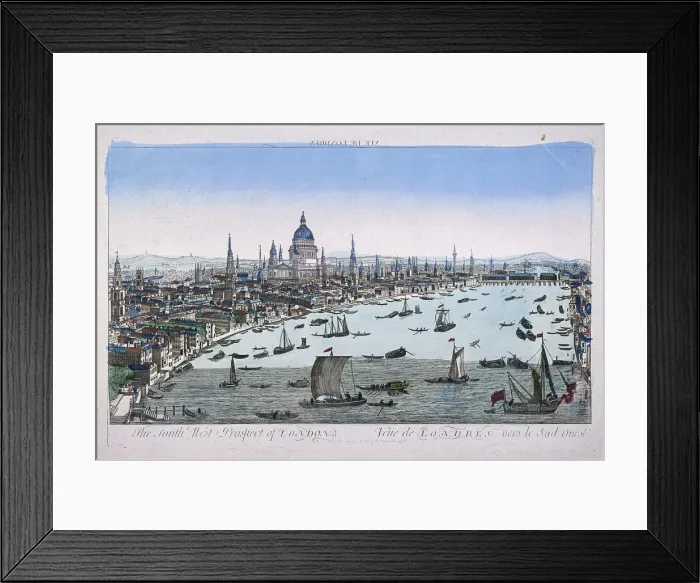 Framed Print : Bird s-eye view of London from Somerset Gardens, in the City of Westminster, 1760 Framed Print : Bird s-eye view of London from Somerset Gardens, in the City of Westminster, 1760