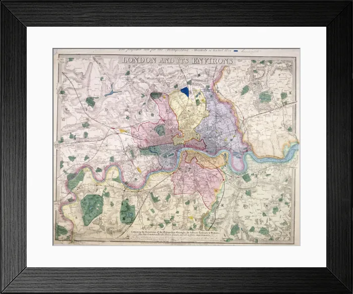 Framed Print : General Map of London, 1847. Artist: Benjamin Rees Davies Framed Print : General Map of London, 1847. Artist: Benjamin Rees Davies