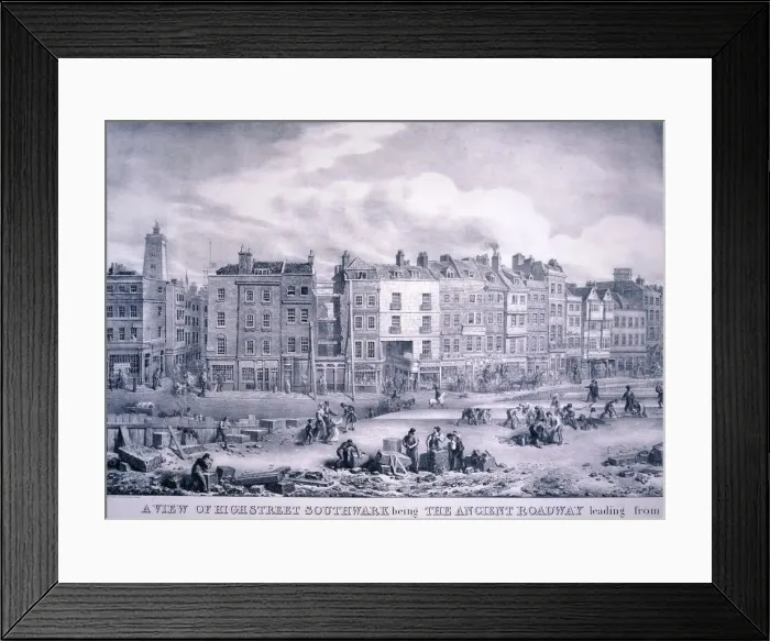 Framed Print : Borough High Street, Southwark, London, 1830. Artist: George Scharf Framed Print : Borough High Street, Southwark, London, 1830. Artist: George Scharf