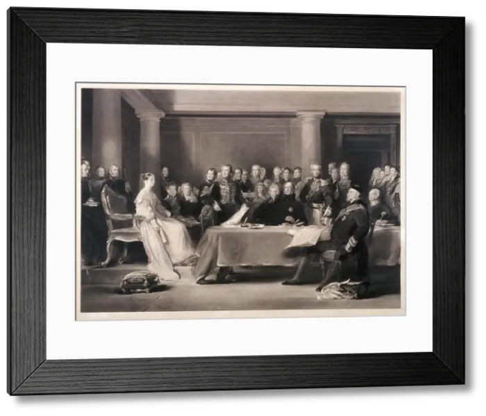 Framed Print : Queen Victoria presiding at the council on her accession to the throne, 1846. Artist Framed Print : Queen Victoria presiding at the council on her accession to the throne, 1846. Artist