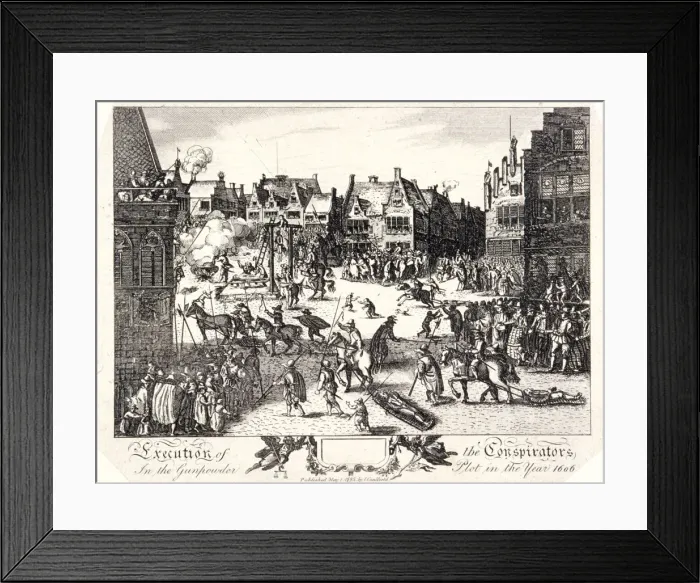 Framed Print : Execution of the conspirators in the Gunpowder Plot in Old Palace Yard, Westminster, 1606, (1795) Framed Print : Execution of the conspirators in the Gunpowder Plot in Old Palace Yard, Westminster, 1606, (1795)