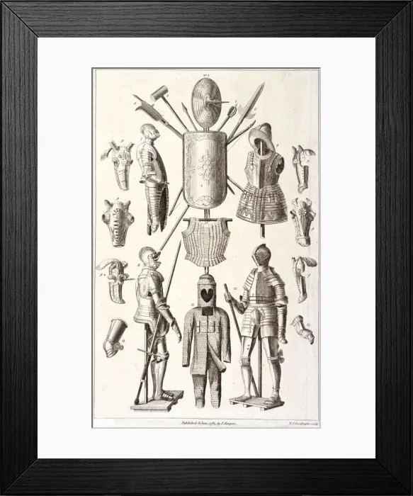 Framed Print : Arms and armour from the Tower of London, 1784. Artist: NC Goodnight Framed Print : Arms and armour from the Tower of London, 1784. Artist: NC Goodnight