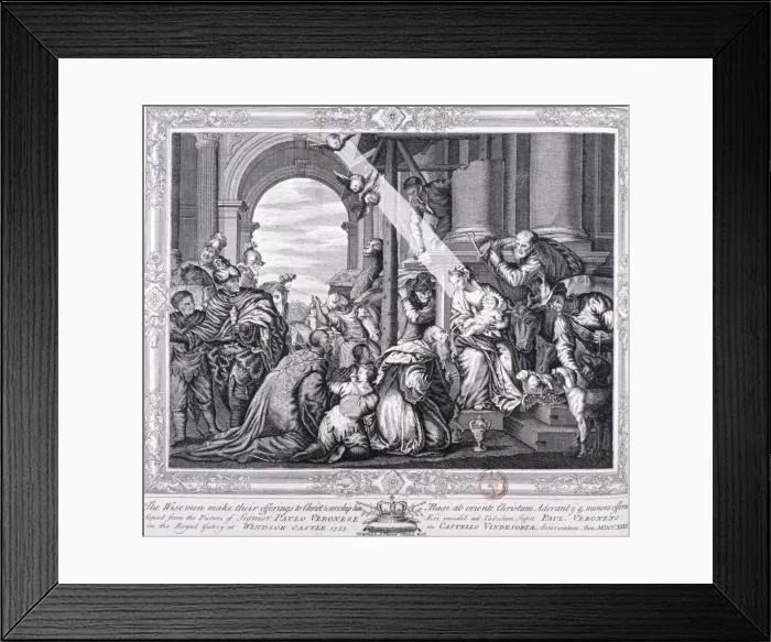 Framed Print : The Three Wise Men make their offerings to Christ and worship him, 1733 Framed Print : The Three Wise Men make their offerings to Christ and worship him, 1733