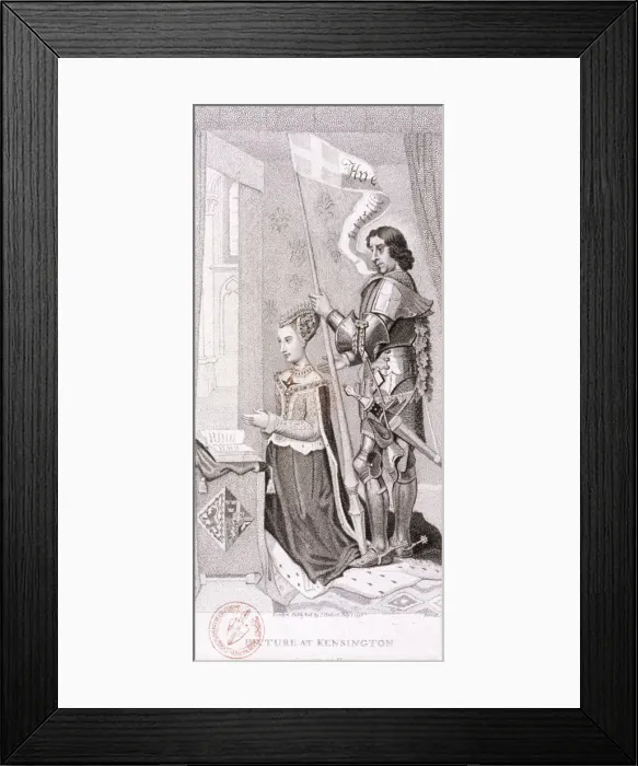 Framed Print : View of royalty kneeling accompanied by an armoured knight, 1796. Artist: A Birrell Framed Print : View of royalty kneeling accompanied by an armoured knight, 1796. Artist: A Birrell